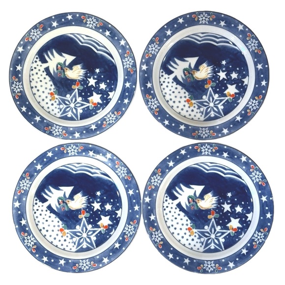 Noritake Epoch Mr. Snowman Collection Set of 4  Snowman salad plates - Picture 4 of 14